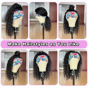 Jerry Curl Headband Wig 100 Human Virgin Hair Natural Black With free weavy cap and 3 Extra Free Color Headbands