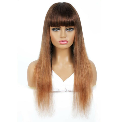 Afro Ombre Brazilian Remy Human Hair Wigs Straight 