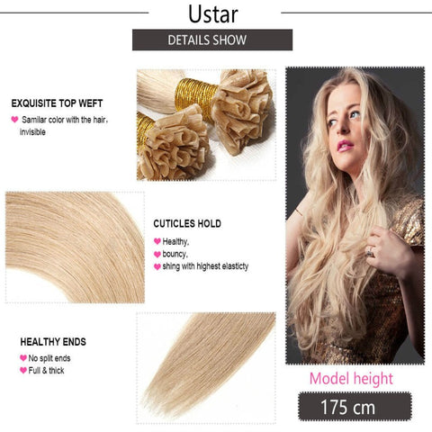 Ustar 100% Human Hair Quality U Tip Hair Extensions #27
